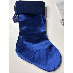 Royal Blue Velvet Teen Stocking 16 Inches With Trim